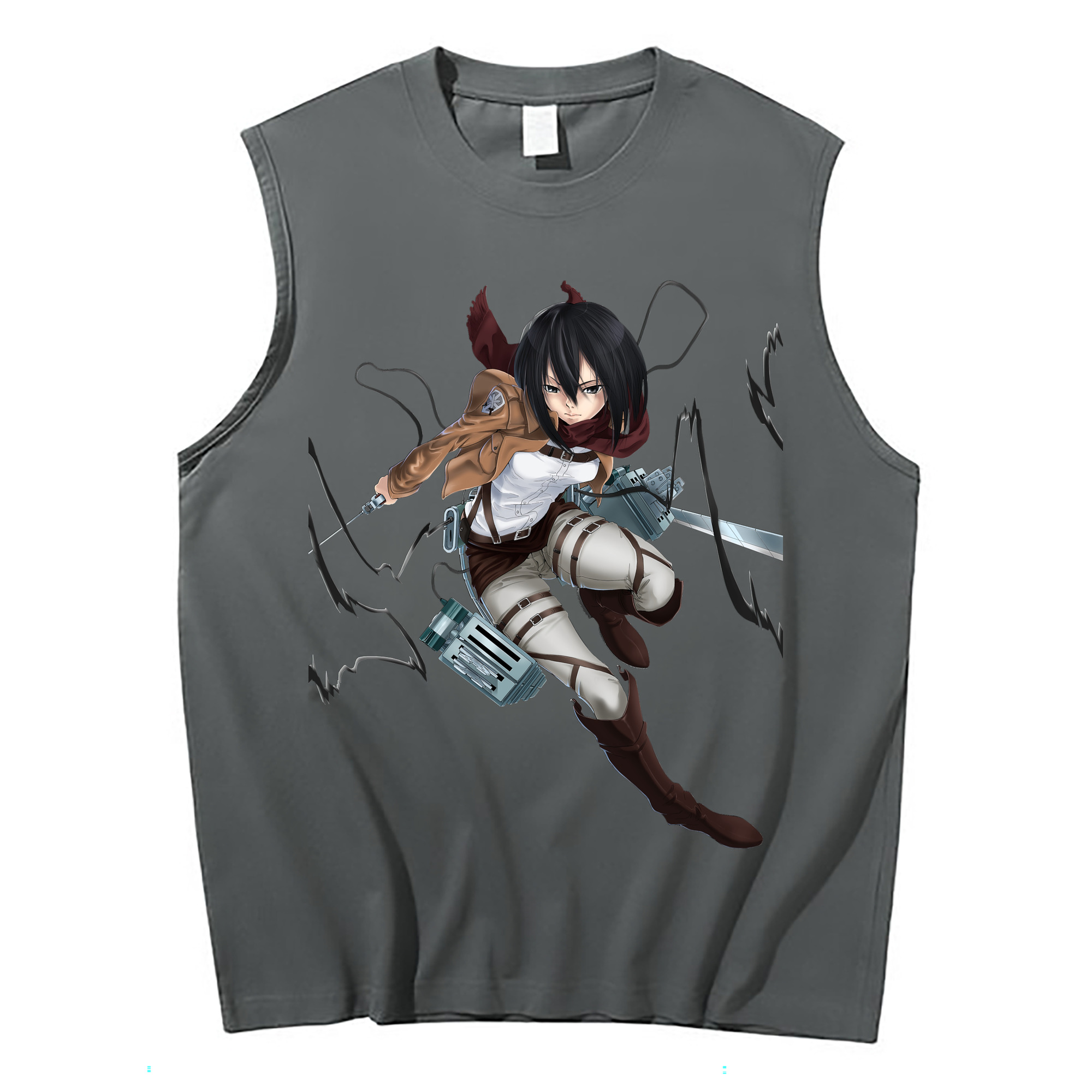 （画像用） 進撃の巨人 ミカサ·アッカーマン Attack on Titan Mikasa Ackerman コットン100％タンクトップ（フロントプリント）